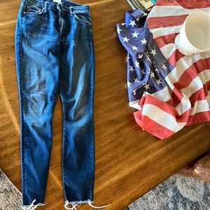 Mother high waisted looker ankle fray